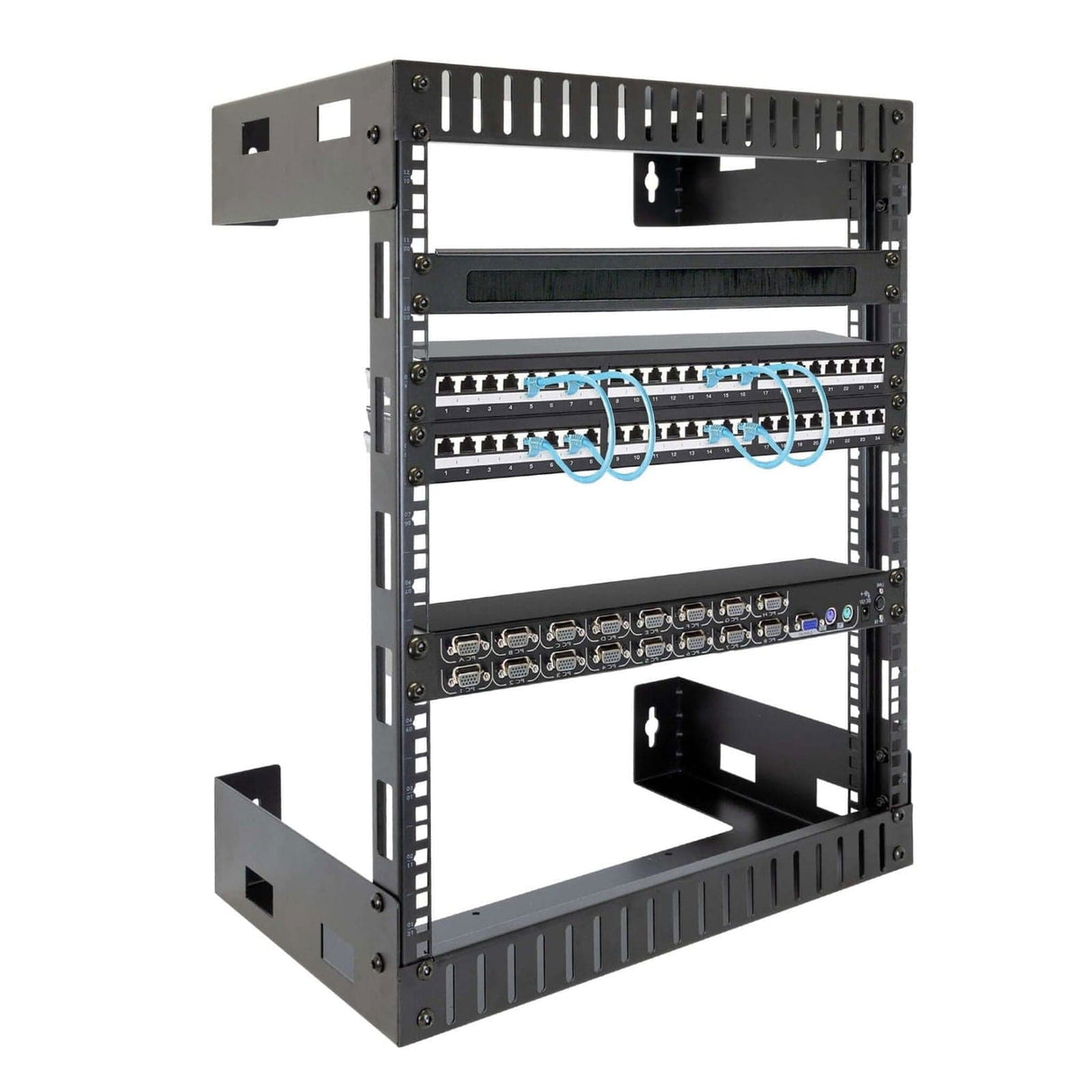 Server and Networking Racks - 12U Black Steel Open Frame Wall Rack - Mount-It! - MI-7633