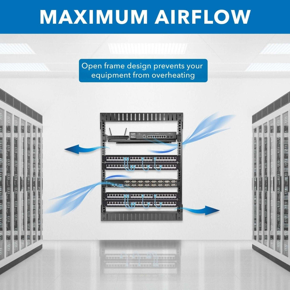 Server and Networking Racks - 12U Black Steel Open Frame Wall Rack - Mount-It! - MI-7633