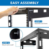 Server and Networking Racks - 12U Black Steel Open Frame Wall Rack - Mount-It! - MI-7633