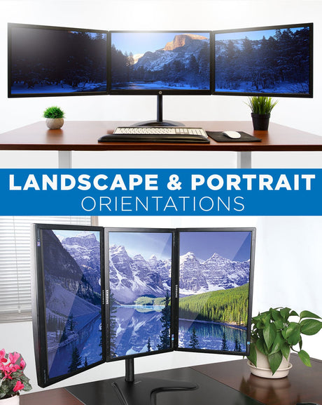 19-27 Inch Monitors Monitor Stands - Triple Monitor Stand | 19" to 27" Screen Sizes - Mount-It! - MI-2789