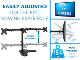 19-27 Inch Monitors Monitor Stands - Triple Monitor Stand | 19" to 27" Screen Sizes - Mount-It! - MI-2789