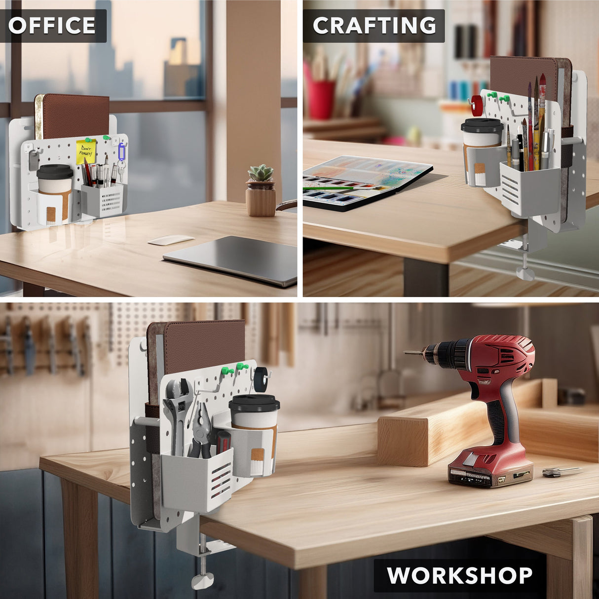 Desk Accessories - 360° Rotating Pegboard and Organizer with Accessories - Mount-It! -