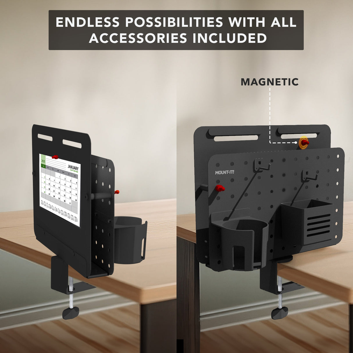 Desk Accessories - 360° Rotating Pegboard and Organizer with Accessories - Mount-It! -