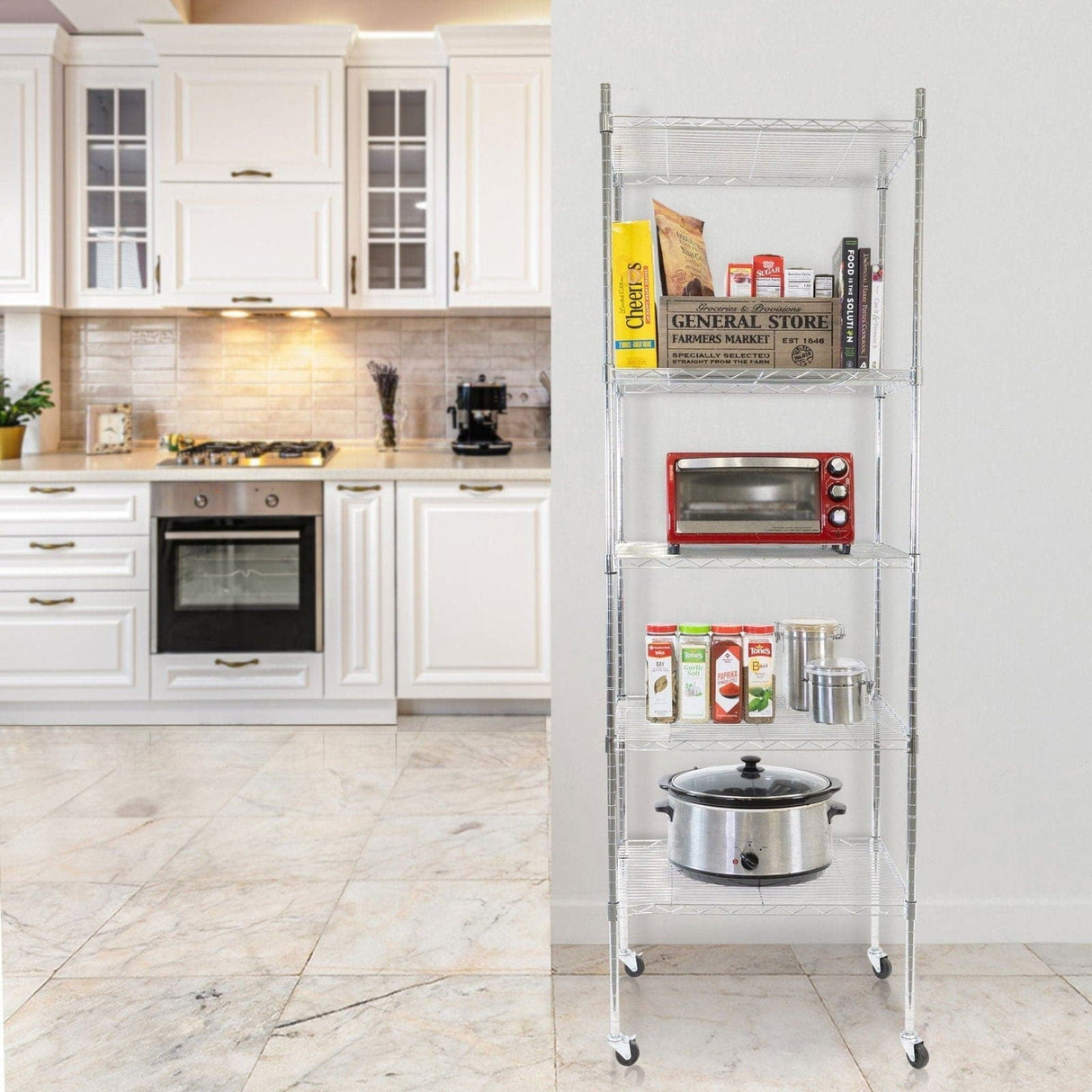 Storage - 5 Tier Wire Shelving with Wheels - Mount-It! - MI-7862