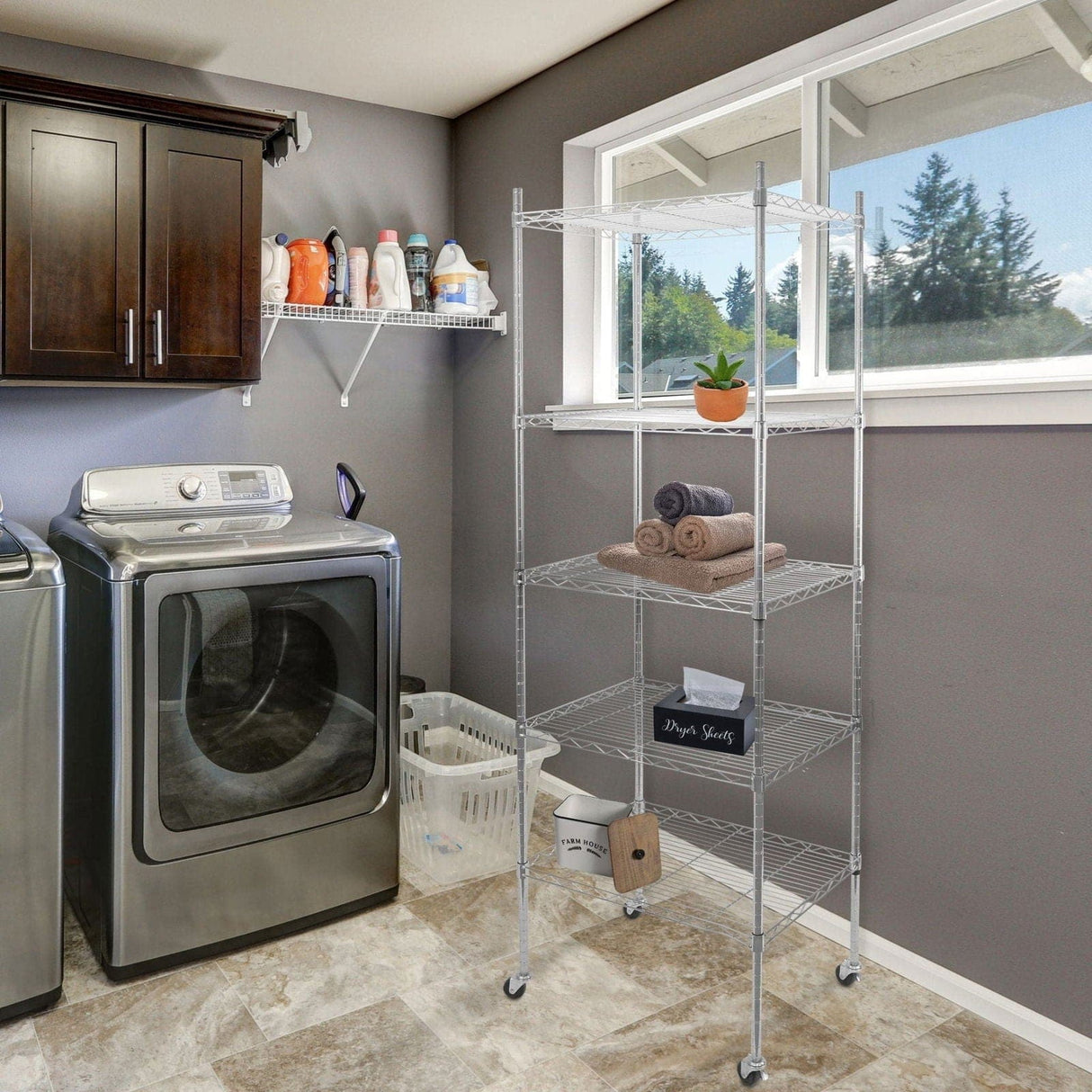 Storage - 5 Tier Wire Shelving with Wheels - Mount-It! - MI-7862