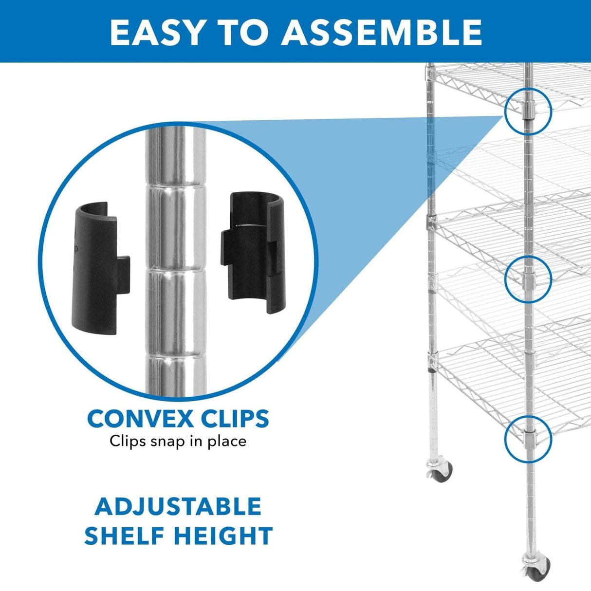 Storage - 5 Tier Wire Shelving with Wheels - Mount-It! - MI-7862