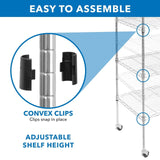 Storage - 5 Tier Wire Shelving with Wheels - Mount-It! - MI-7862