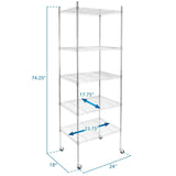 Storage - 5 Tier Wire Shelving with Wheels - Mount-It! - MI-7862