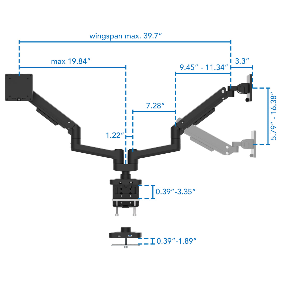 Heavy-Duty Dual Monitor Mount with Gas Spring Arms