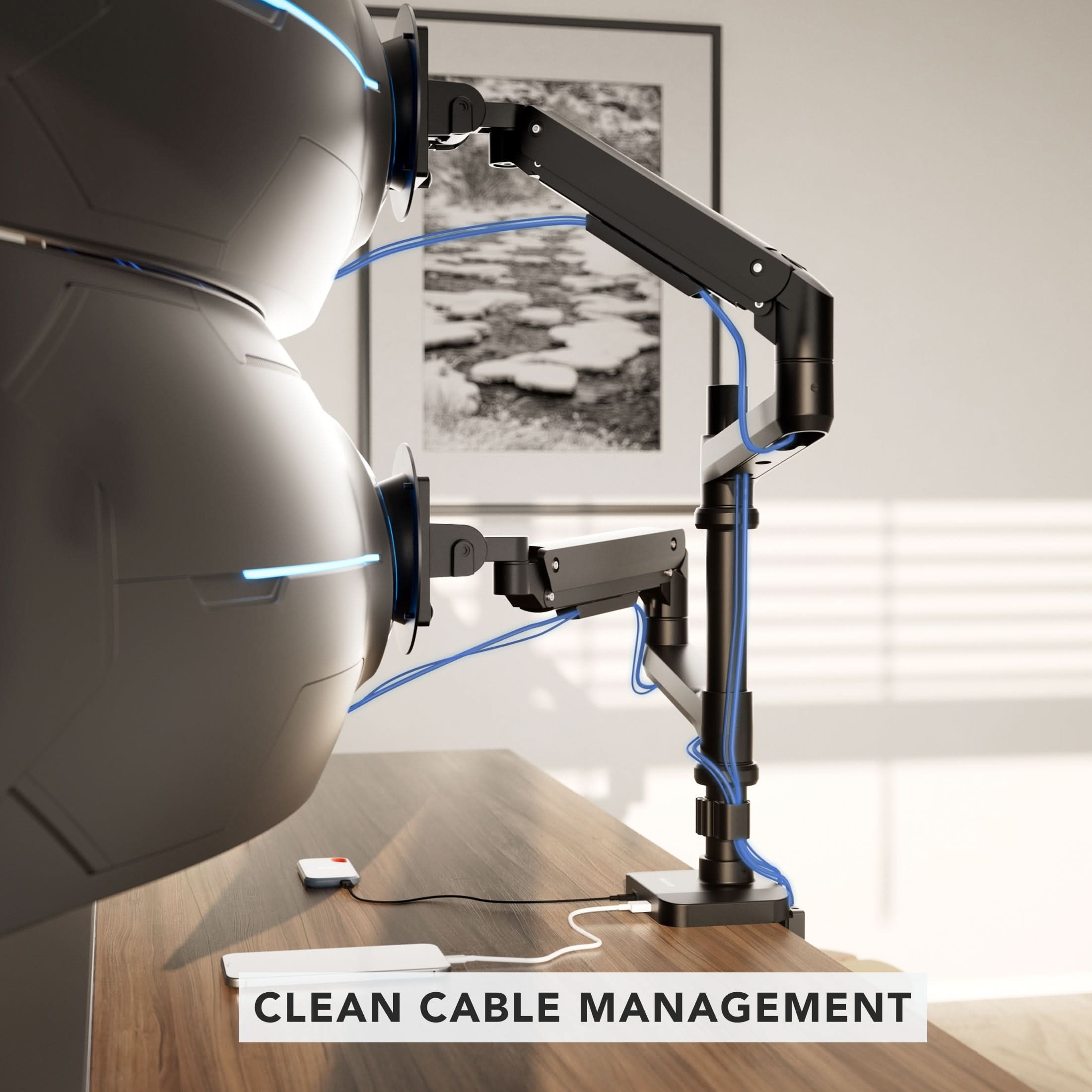 htmt3322⭐︎ Mount-It! Heavy-Duty Dual Stacking Monitor Mount with Pole & Gas