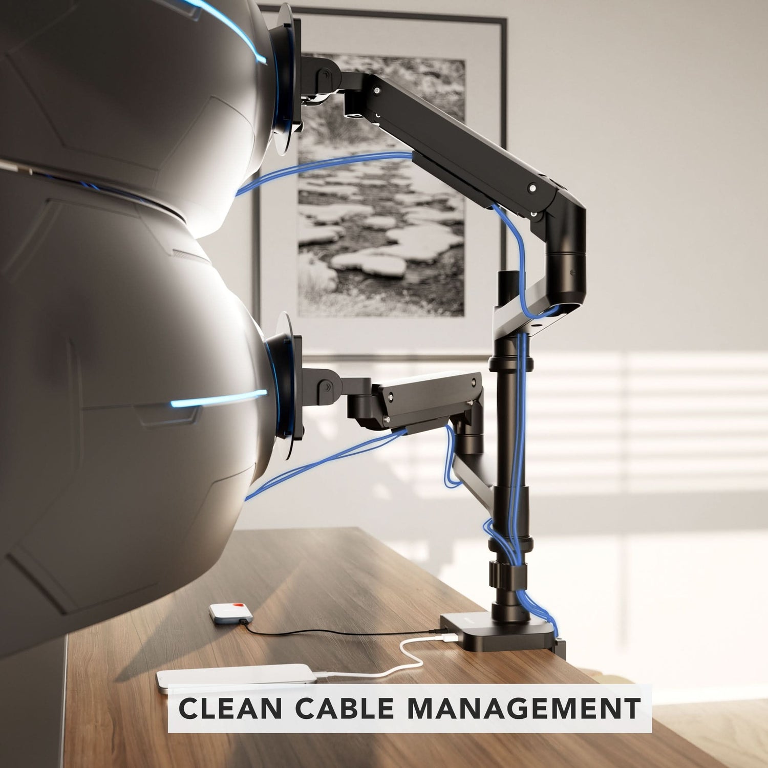 Mount-It! Heavy-Duty Dual Stacking Monitor Mount with Pole & Gas Spring ...
