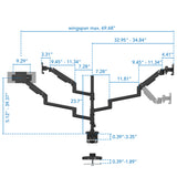 Heavy-Duty Triple Monitor Mount with Gas Spring Arms