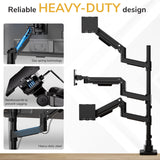 The Mount-It! Heavy-Duty Triple Monitor Mount features three gas spring arms, reinforced tilt, and steel construction—making it a reliable choice for ultrawide monitor setups.