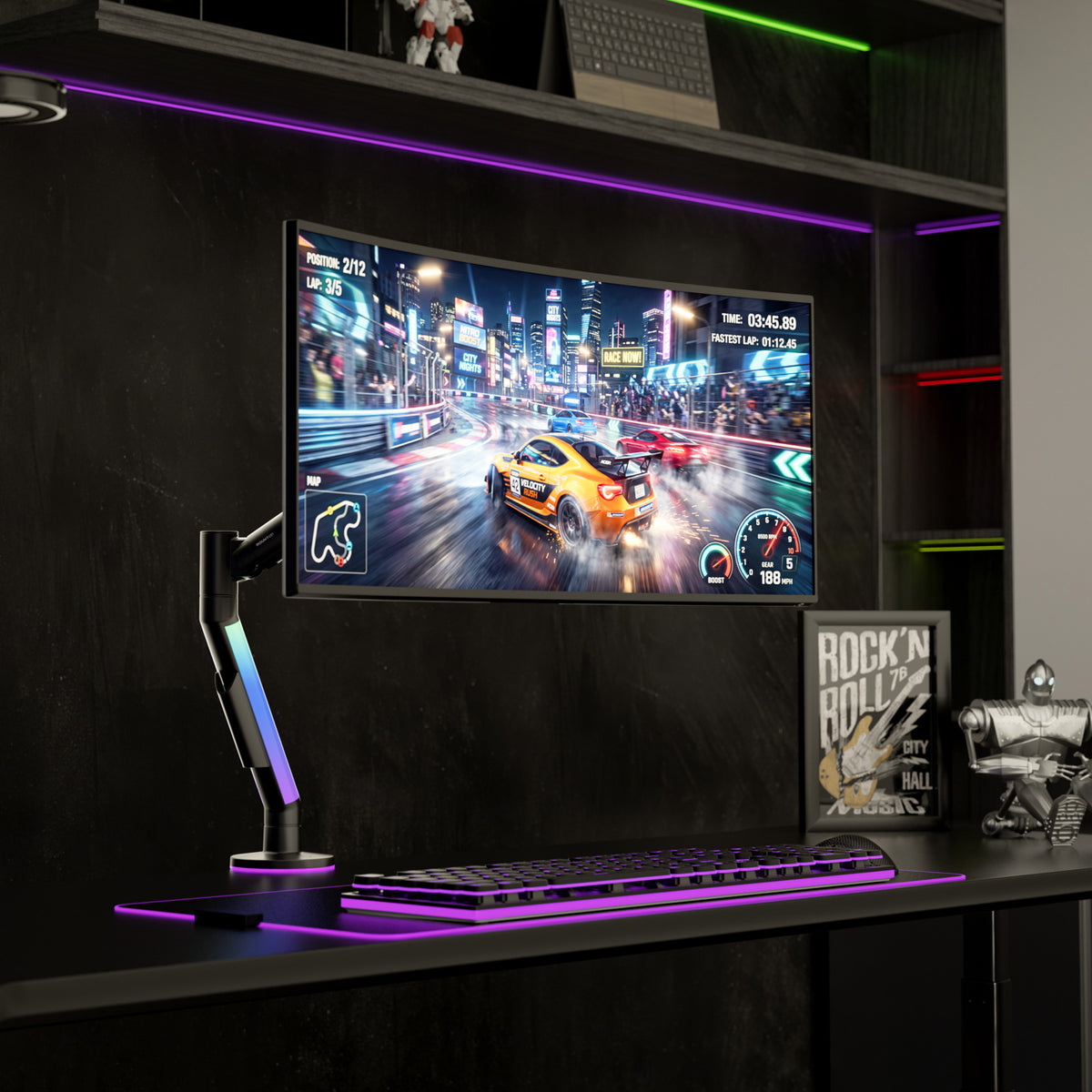 Monitor Mount with RGB Lighting