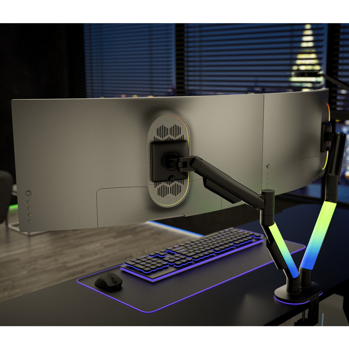 Dual Monitor Mount with RGB Lighting