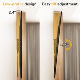 Display of a monitor with low-profile design and easy tilt adjustment feature.