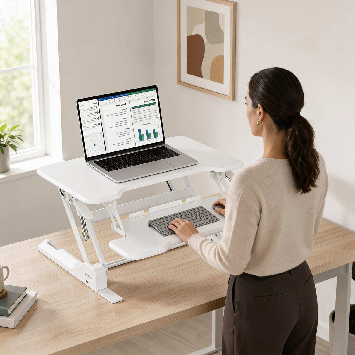 Compact Standing Desk Converter with 30" Desktop