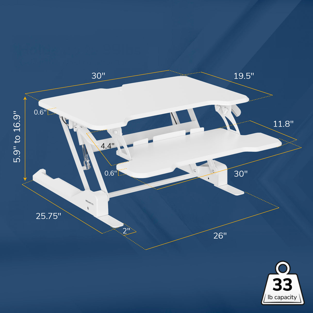 Compact Standing Desk Converter with 30" Desktop