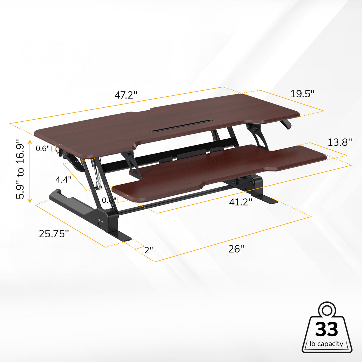 Large Standing Desk Converter with 47" Desktop