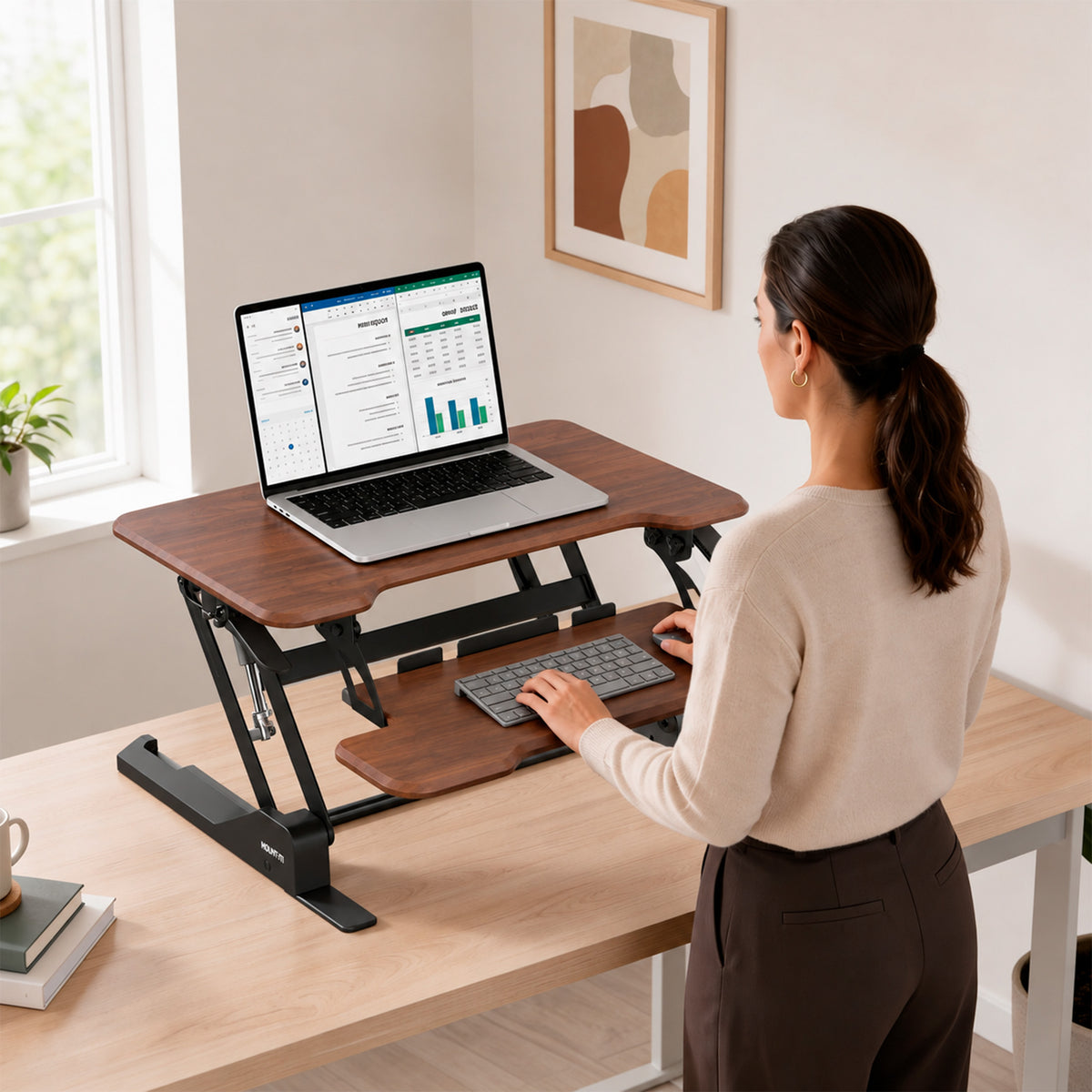Compact Standing Desk Converter with 30" Desktop