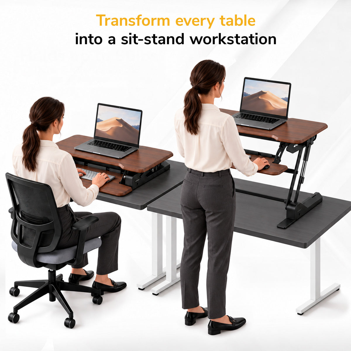 Compact Standing Desk Converter with 30" Desktop