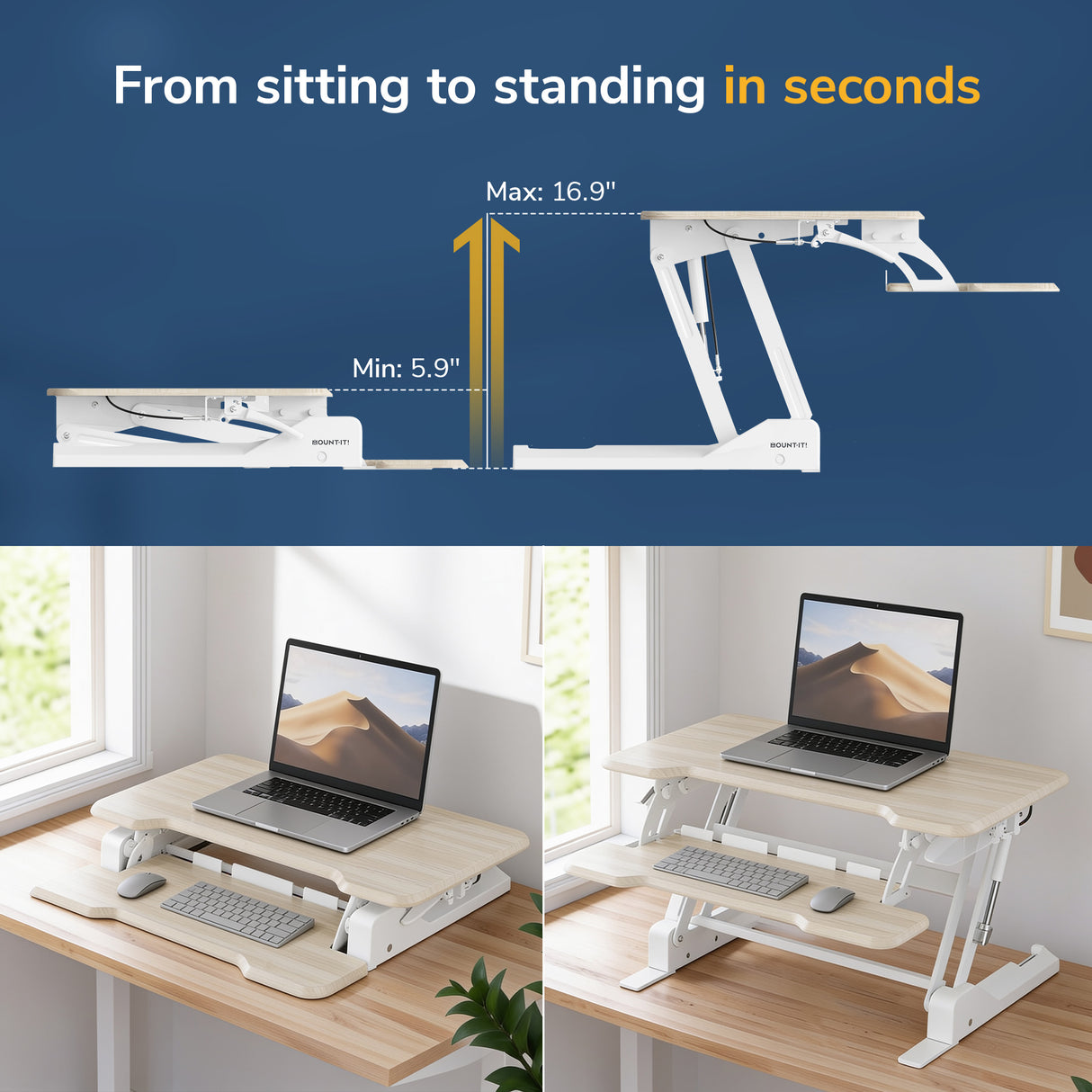 Compact Standing Desk Converter with 30" Desktop