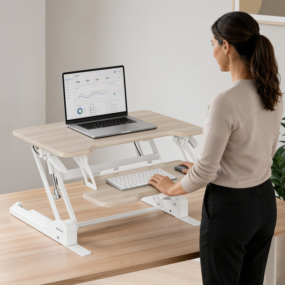 Compact Standing Desk Converter with 30" Desktop