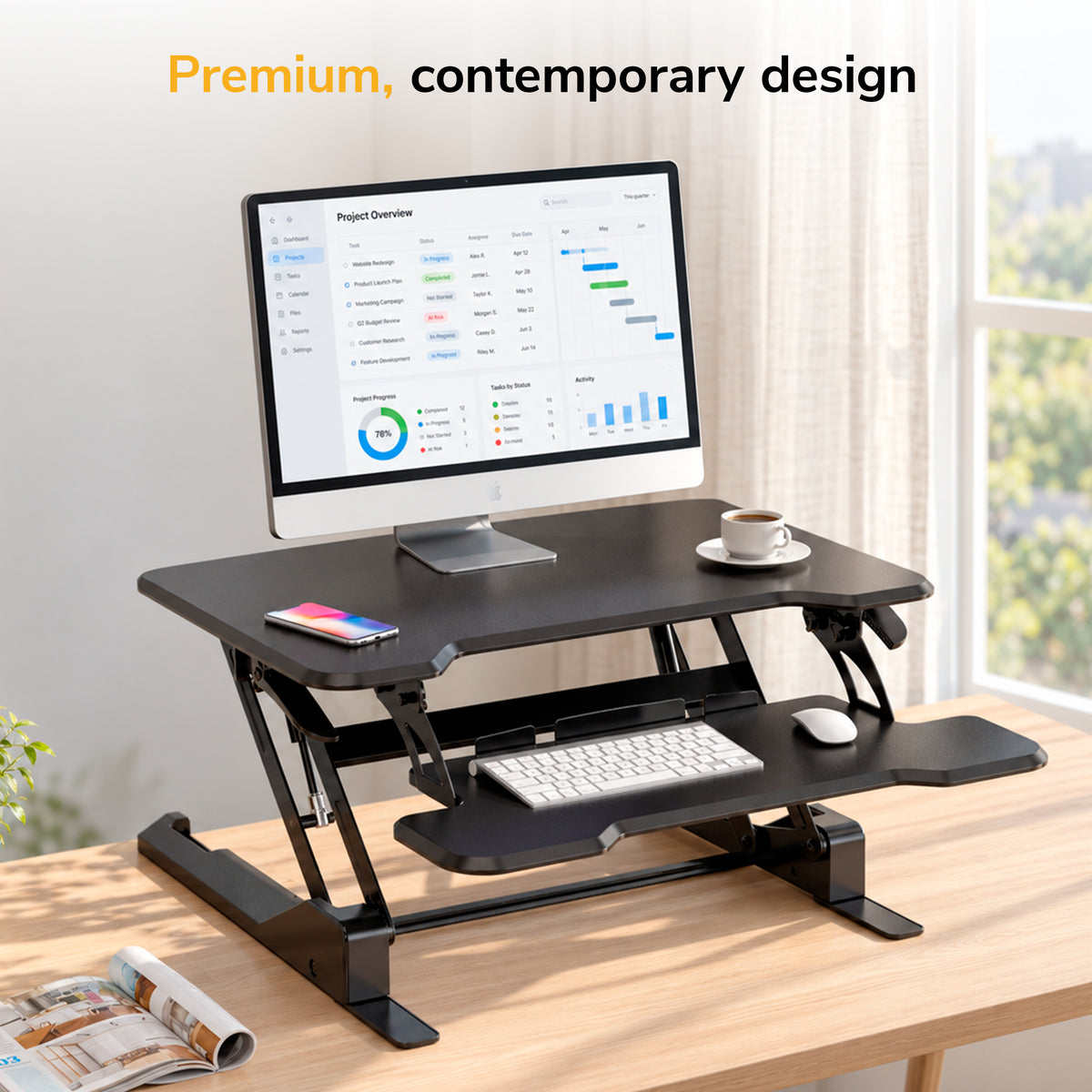 Compact Standing Desk Converter with 30" Desktop