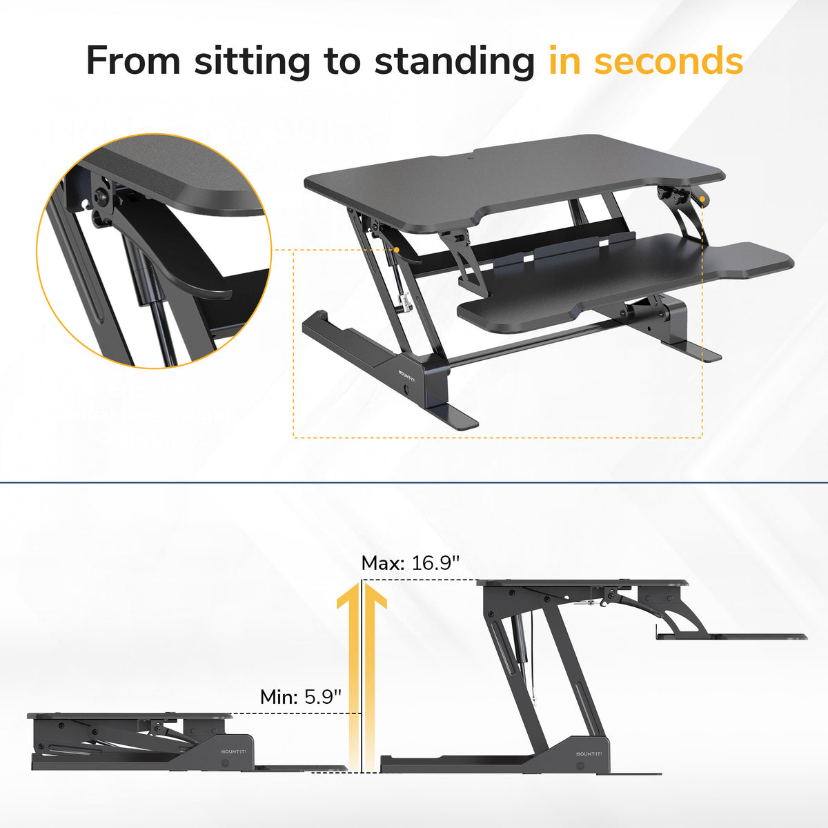 Compact Standing Desk Converter with 30" Desktop