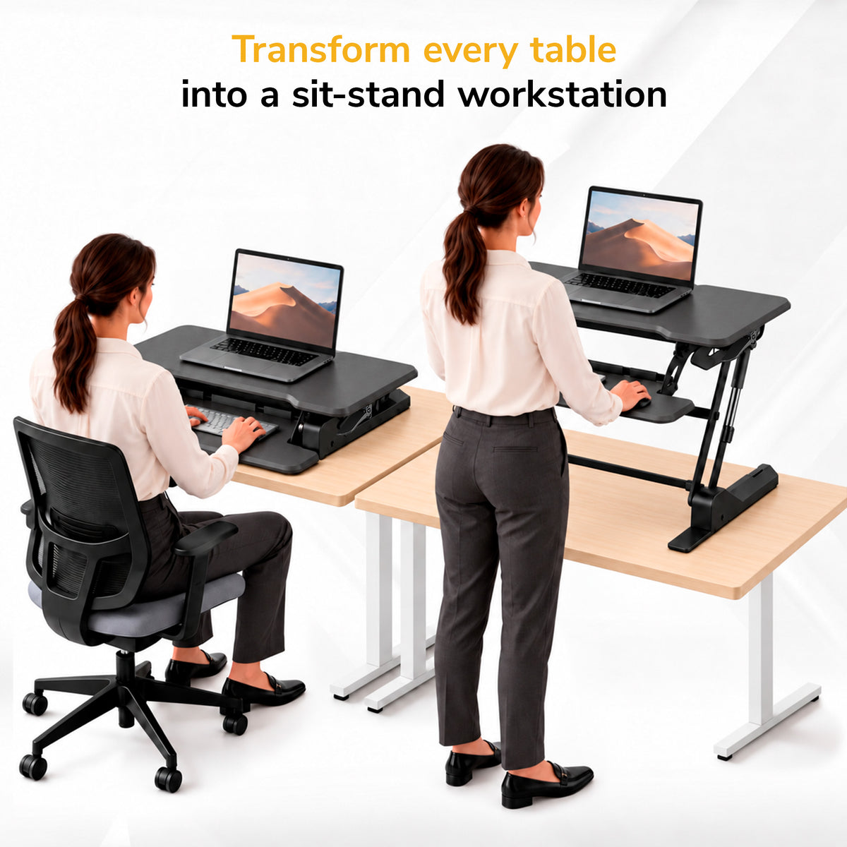 Compact Standing Desk Converter with 30" Desktop