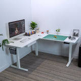 Corner sit stand desk for arts and crafts.