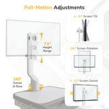 The Mount-It! MedHub Swivel Monitor Mount attaches to your desk and offers 7.5" height adjustment, 180° base swivel, 180° screen rotation, ±10° tilt, and ±10° swivel for full-motion versatility.