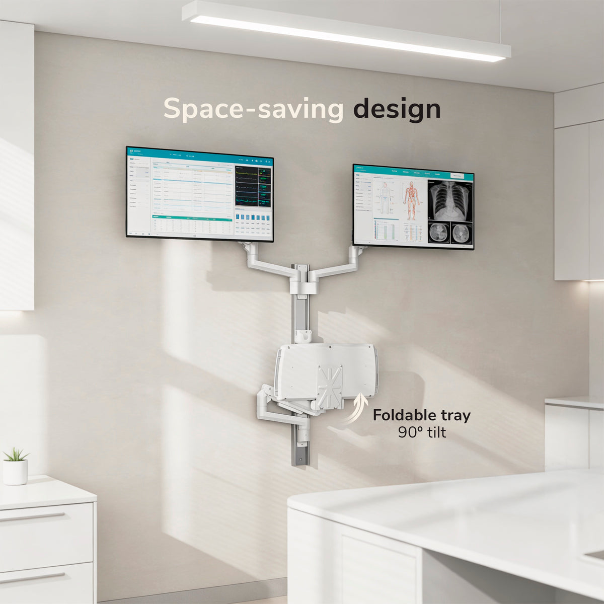 Med Source Multi Monitor MedHub Dual Monitor Wall Workstation