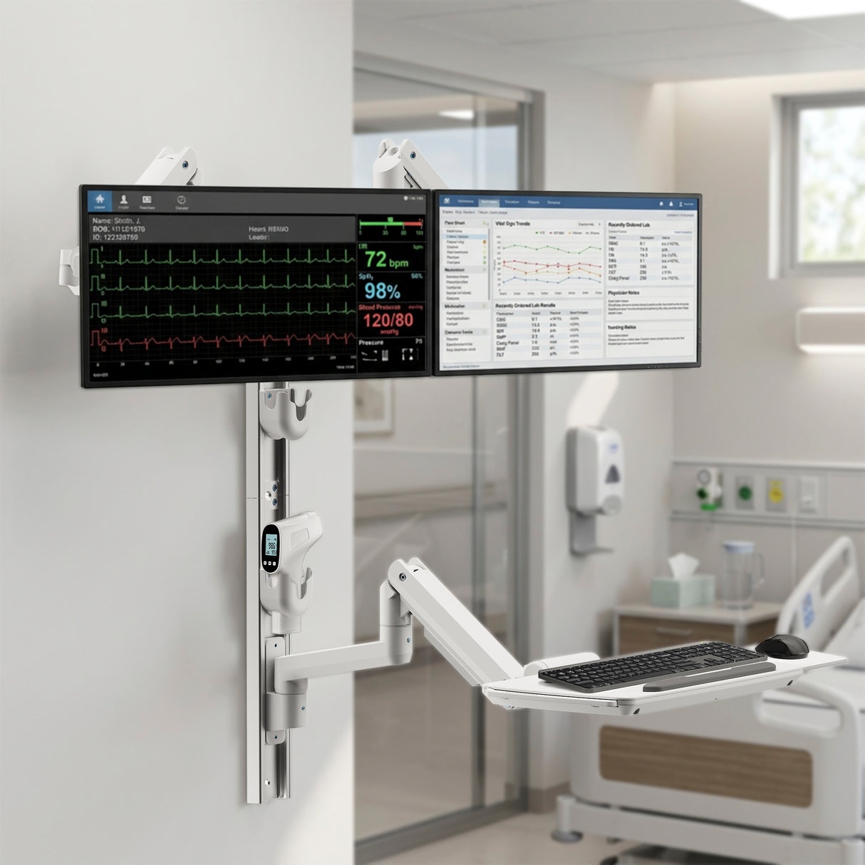 MedHub Dual Monitor Wall Workstation - Image 3 - Mount-It!