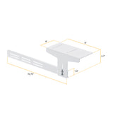 The Mount-It! MedHub Printer Holder is a white metal wall-mounted shelf with a perforated surface (8" W x 4.7" H x 1.4" T, 15.75" side arm, 4" front lip)—perfect for organizing your mobile workstation setup.