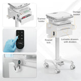MedHub Mobile Workstation with Drawers, Powered