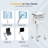MedHub Mobile Workstation with Drawers, Powered