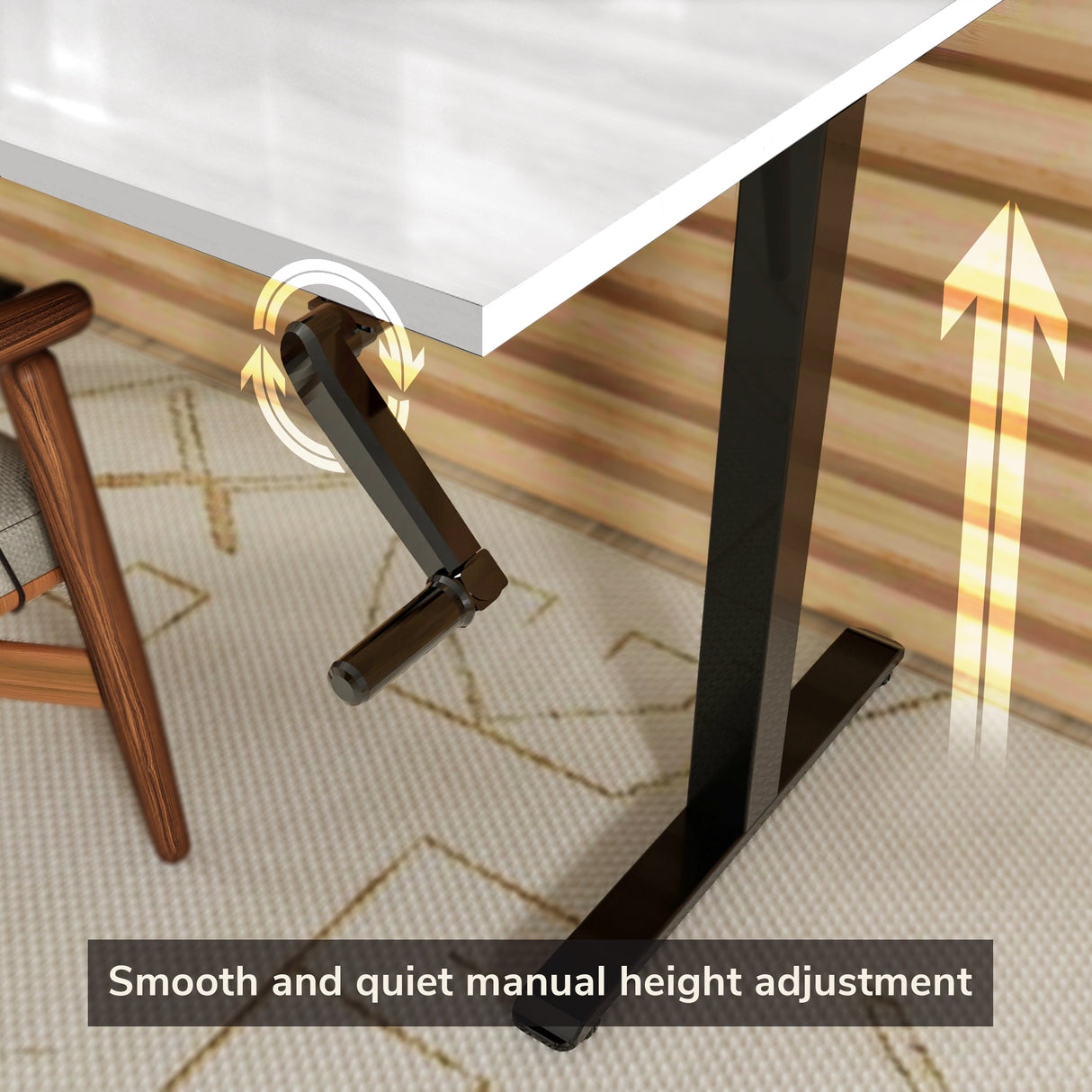 Hand Crank Standing Desk Frame with 48" Tabletop