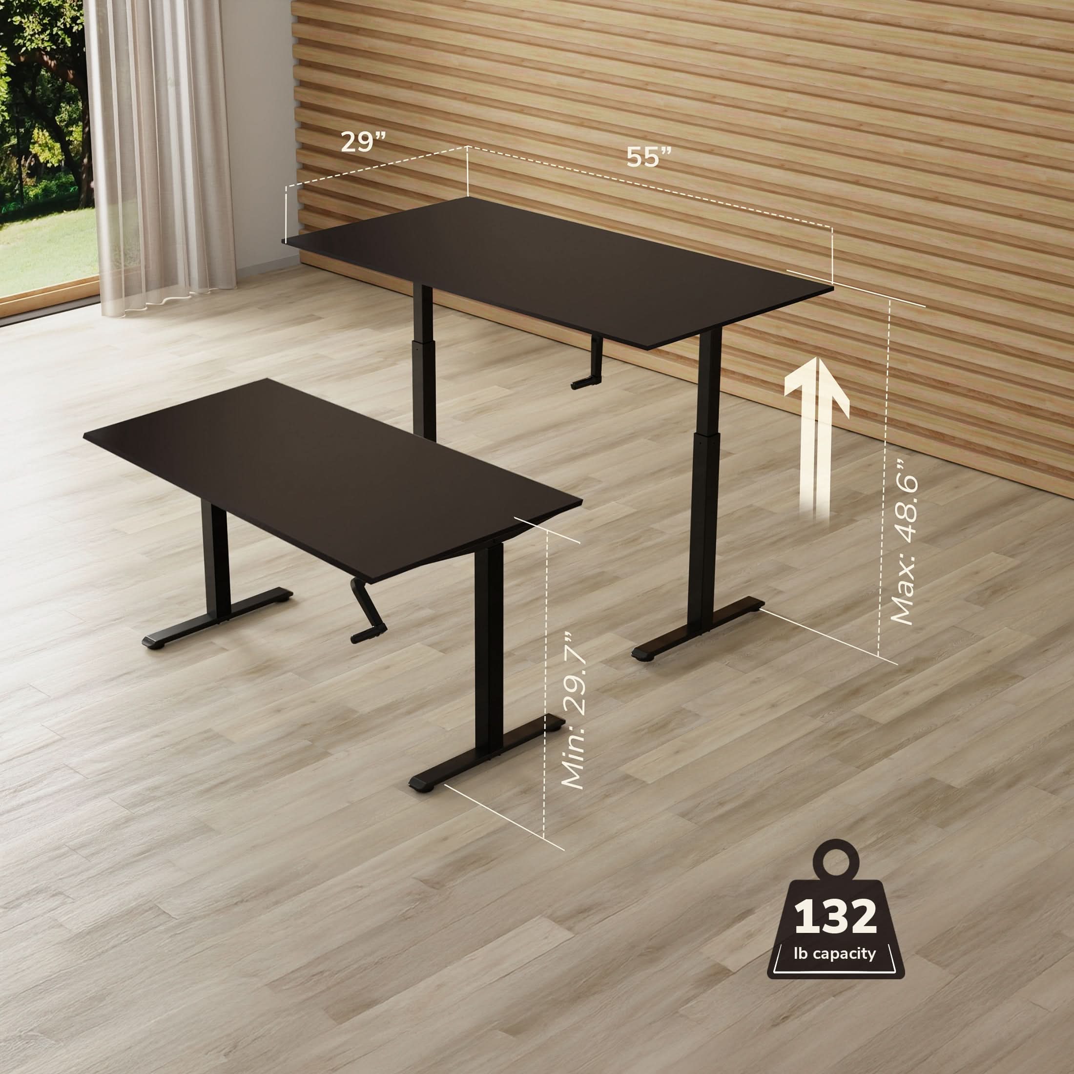 Hand Crank Standing Desk with 55