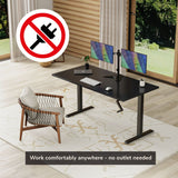 Hand Crank Standing Desk with 55" Tabletop - Black Base