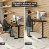 Hand Crank Standing Desk with 55" Tabletop - Black Base