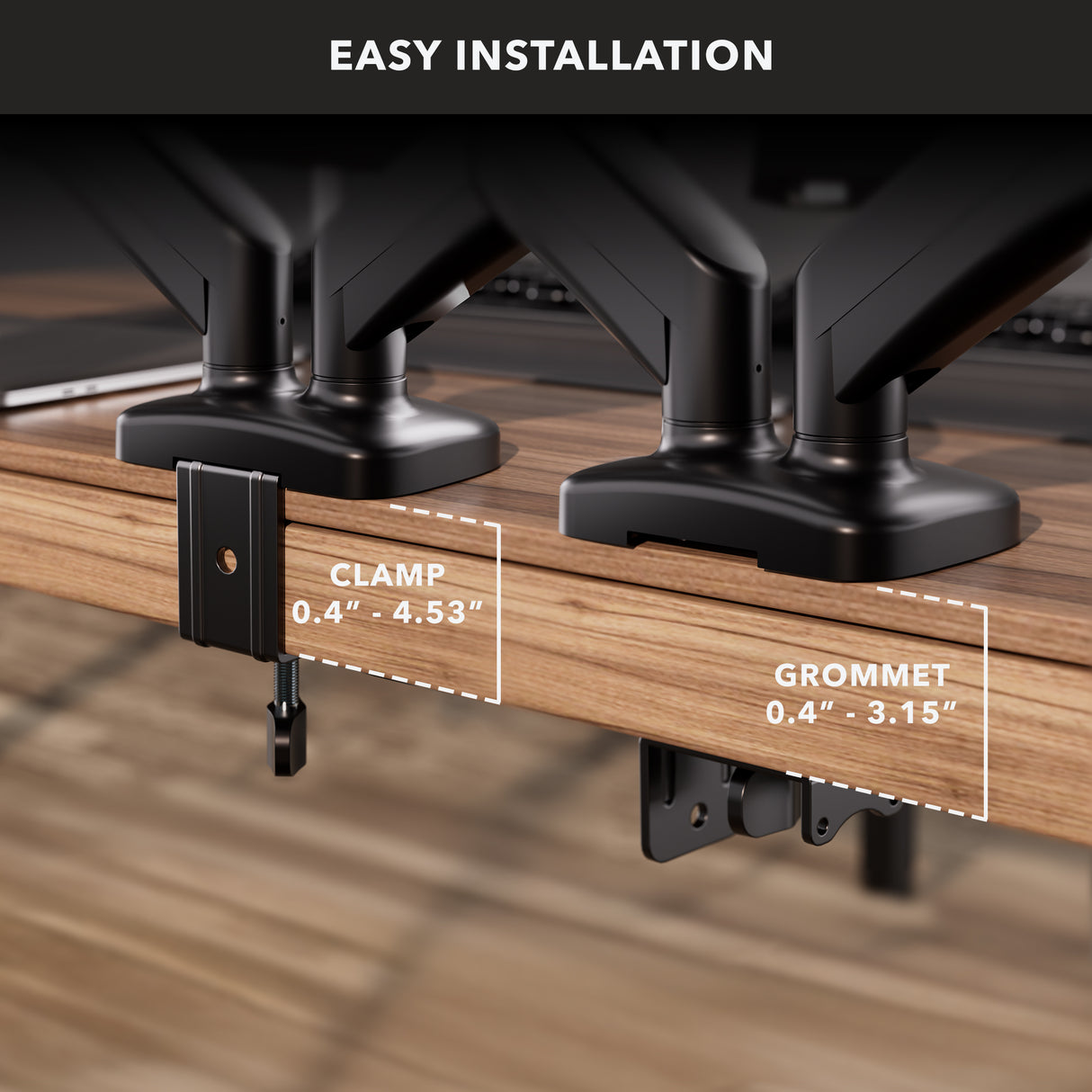 Dual Monitor Desk Mount with Gas Spring Arms