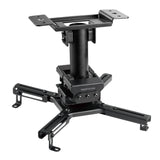 The Mount-It! Heavy-Duty Universal Projector Ceiling Mount features adjustable, extendable arms, a quick-release mechanism, and a tilt joint for flexible projector positioning, displayed against a white background.