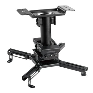 The Mount-It! Heavy-Duty Universal Projector Ceiling Mount features adjustable, extendable arms, a quick-release mechanism, and a tilt joint for flexible projector positioning, displayed against a white background.