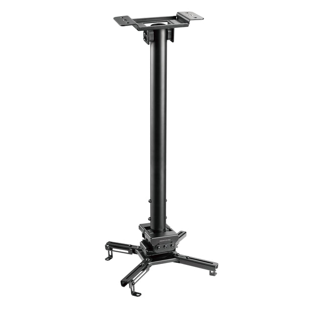 The Mount-It! Heavy-Duty Universal Ceiling Projector mount features a black adjustable bracket with a central vertical pole and four extendable arms for secure projector installation.