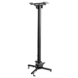 The Mount-It! Heavy Duty Projector Ceiling Mount in black features a long central pole and four adjustable arms at the base for securely holding your projector.