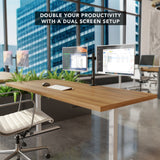 Enhance your workspace with the Mount-It! Full Motion Dual Monitor Desk Mount for 32" screens. Boost productivity by creating a dual-screen setup with flexible positioning—perfect for modern offices with city views.