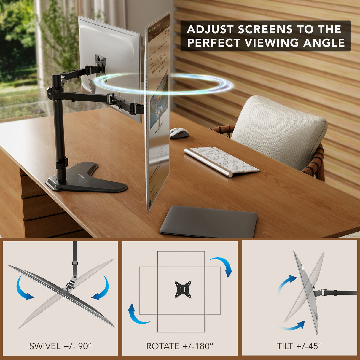 Full-Motion Dual Monitor Stand