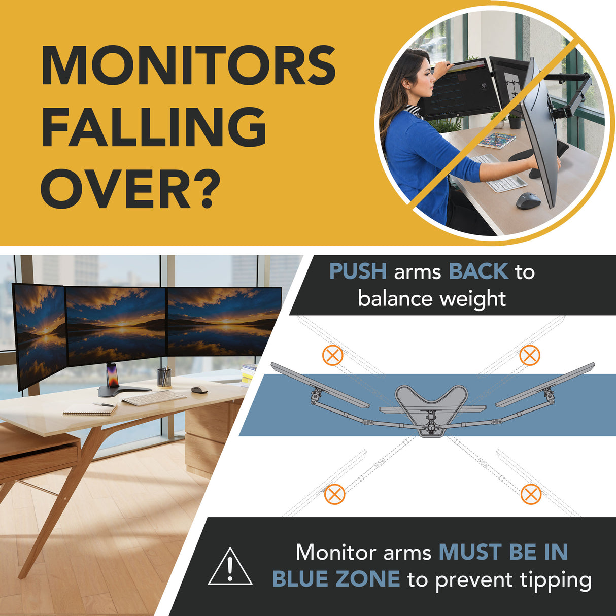 Full-Motion Triple Monitor Stand