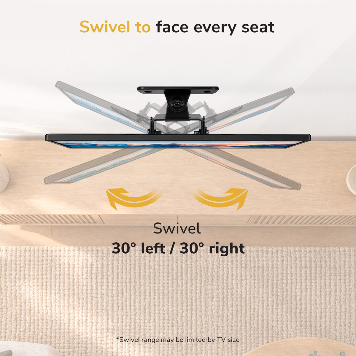 Single Stud Tilt and Swivel TV Wall Mount
